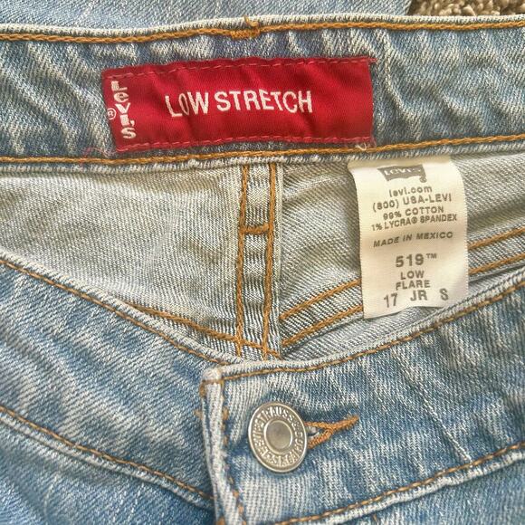 Vintage Levis 519 Wide Flared Leg Denim Jeans Hippie Coastal Feminine Size 17 - Picture 5 of 5